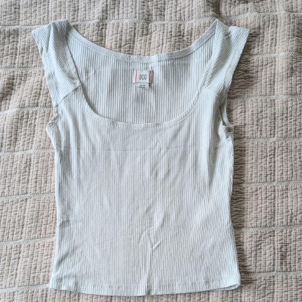 BDG Women's Soft Cream Ribbed Tank Top
